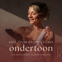 Infografiek over ondertonen van de huid en de keuze van een Glow Bronze Foam zelfbruiner. Ontdek waarom niet elke huid dezelfde ondertoon heeft en welke formule het beste bij jouw huid past.